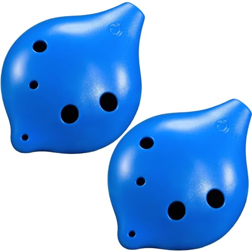 6-Hole Ocarina Musical Instrument 2PACK, 6 Hole Alto C Wind Flute,Adult students' beginner-level musical instrument (Ocarina 6 Hole-Blue 2PACK)