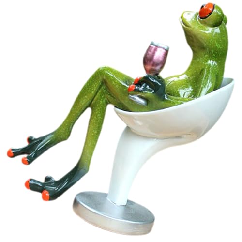 SOIMISS Resin Frosch Statue Sitzend Stuhl Gartendeko Wetterfest...