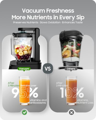 Image of Professional Commercial Vacuum Blender, Freshness Locked In by Vacuum Technology, 2026 Upgraded 45000RPM, 3000W /4HP Max Power, 56oz Eastman Tritan Cup, Milkshake, Smoothie, Nut Milk, Hot Soup
