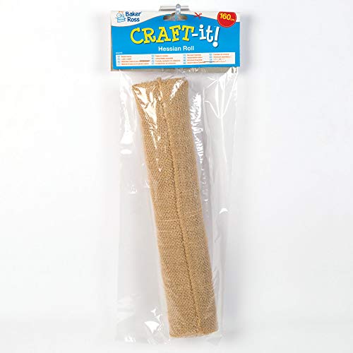 Baker Ross Naturfarbene Sackleinen-Rolle für Stoffbastelarbeiten und zum Verzieren von Collagen und Modellen (30 cm x 160cm), Natur