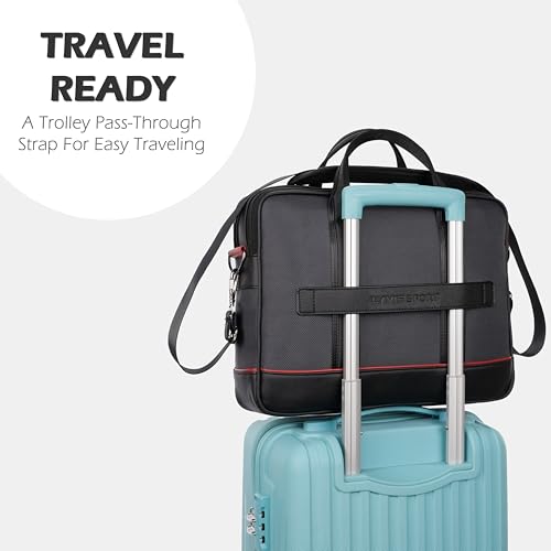 Image of Lavie Sport Magnate Briefcase 12L Multifunctional Laptop Briefcase Bag | Premium Leatherette Business Briefcase for Men & Women | Messenger Shoulder Bag with Detachable Strap