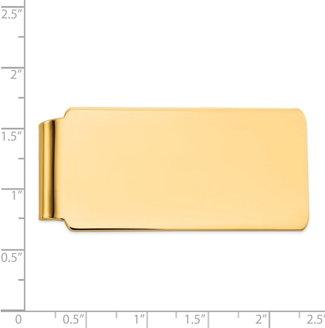 JewelryWeb 14k Solid Yellow Gold Polished Money Clip 55x26mm Wide Money Clip for Men