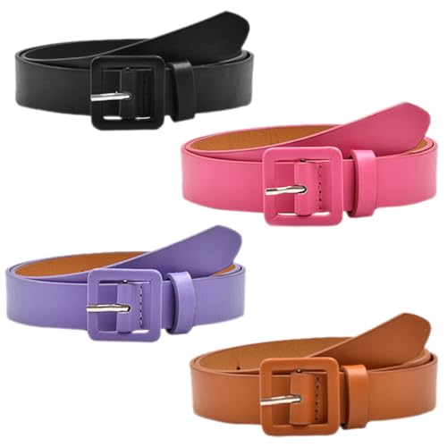 BESTYASH 4pcs Girls Belts Stylish Solid Color Waist Accessories for Boy Girl for Jeans and Camel