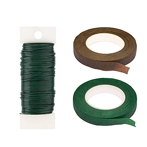 HOHOTIME Floral Arrangement Kit, 3 Pack DIY Floral Tape 22 Gauge Green Floral Wire for Flowers Bouquet Stem Wrap Florist, Wreath Making Supplies