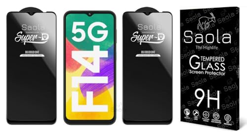 Image of Saola HD+ Oleophobic Tempered Glass Screen Protector For Samsung Galaxy F14 5G (Pack Of 2) with Free Installation Kit. Full screen Coverage - 6.6 inch