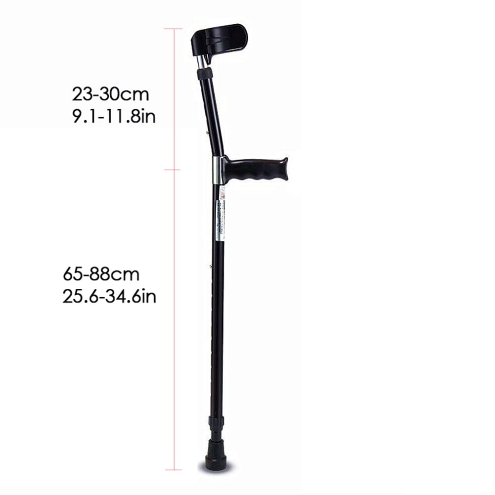 Muletas para Adultos (2 Unidades), Muletas De Antebrazo De Aluminio, Regulables Muletas ortopédicas para Adultos Jóvenes con Altura 135-175 Cm, Soporta hasta 100 Kg, Negro