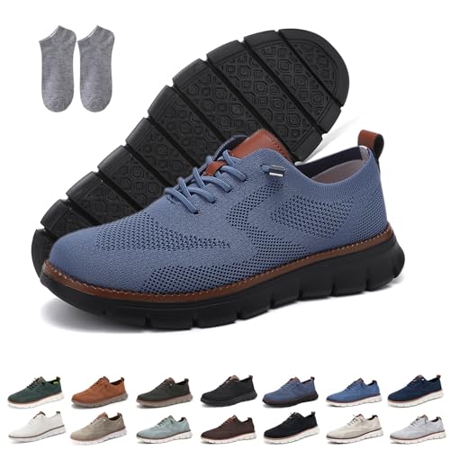 Breeze Zapatos Hombre, 2025 New Urban Ultracómodo Ortopédicas zapatillas, Informales Vestir Ligeras Transpirables Malla Sin Cordones Punto Caminar Wearbreeze Zapatos con Soporte Arco(azul,43 EU)