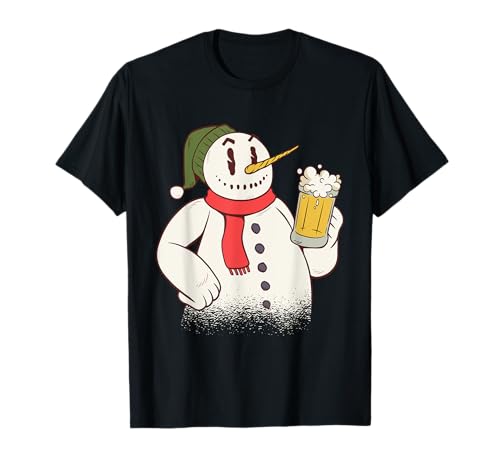Muñeco de nieve bebiendo cerveza en Navidad Camiseta