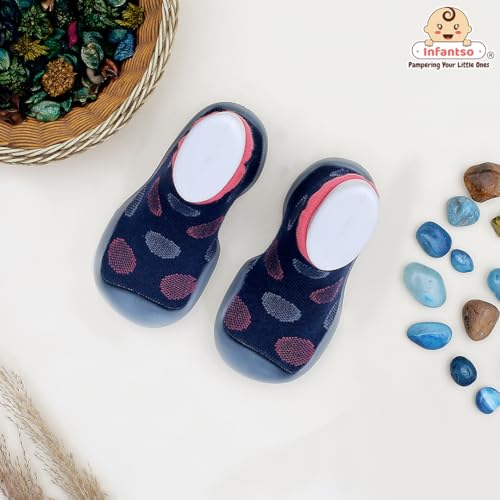 Image of Infantso Lightweight Anti-Skid Sock Shoes for Babies, Kids & Toddlers - Soft Sole Breathable Cotton Sneakers with Anti-Collision Toe, Perfect for Infants' First Walking Steps, Comfortable & Safe Fit