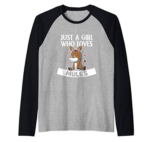 Just A Girl Who Loves Mules Burro Disfraz De Mula Camiseta Manga Raglan