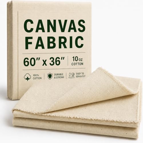 Canvas Fabric Premium 10oz 100% Cotton Duck Canvas Fabric by The Yard Canvas Material for Sewing Upholstery Tote Bags Arts & Crafts & DIY Projects 1 Yard (60 x 36 Inch)