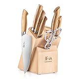 Cangshan OLIV Series 8-Piece Knife Block Set, Forged Swedish 14C28N Steel, Maple Block, 501684