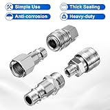 Spurtar 10 Pcs Air Line Connectors, 1/4” BSP Air Tools to Connect Compressor, Hose Accessories, Airline Fittings Couplings Plug Kit with Male Female Thread Set - Image 6