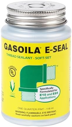 Gasoila Thread Sealant for Ethanol E10 & E85 Applications, Non-Hardening, Non-Toxic, Opaque Dark Green Paste – USA-Made, 1/4 Pint – Ideal for Pipe Threads, Motors, Fuel Lines & More, Brush in Cap