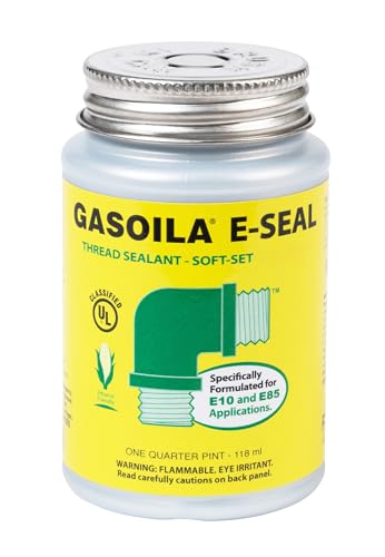 Gasoila E-Seal Pipe Thread Sealant with PTFE Paste, Non Toxic, -100 to 600 Degree F, 1/4 Pint Brush