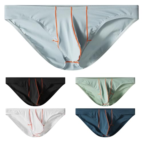 Mens Lightweight Bikini Briefs Traceless Smooth Ice Silk Thongs No Ride Up Comfortable Bulge Pouch Underpant for Swim4