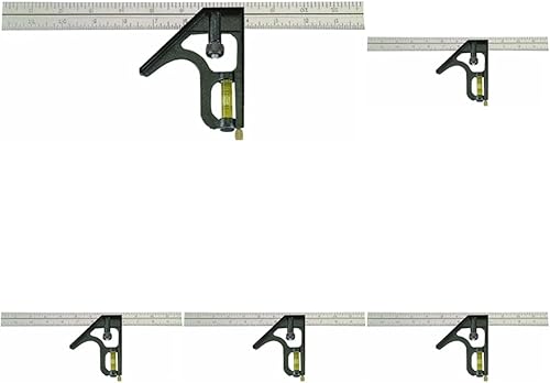Miniatura 4 de Johnson Level & Tool - Cuadrado profesional de combinación de metal métrico400EM de 12 pulgadas, plateado, 1 cuadrado