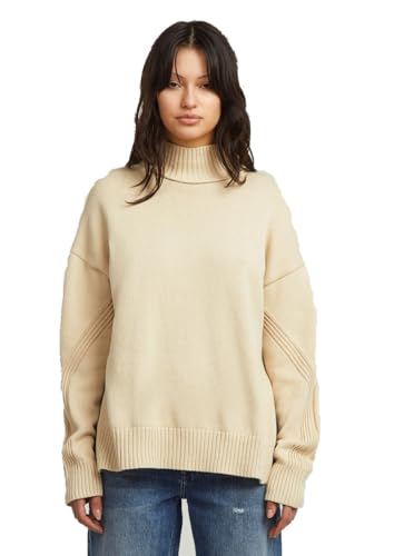 G STAR Suéter de punto Milano High Neck para Mujer, Blanco (dk talc D27249 D631 A488), M