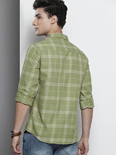 Image of The Indian Garage Co Men Slim Fit Checkered Full Sleeves Spread Collar Casual Shirt