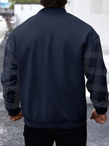 Image of Noble Monk Men Cotton Blend Checkered Full Sleeves Mock Collar Regular Fit Casual Jacket | Casual Winter Jackets | Jackets for Winter Wear