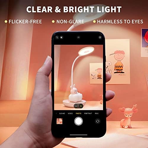 Bunny Lamp for Kids, LED Eye Protection Reading Lamp, Rechargeable Energy Saving Bedside Lamp, Lovely Lamp, Feeding Light, Night Light, Dimmable Touch Sensor Table Lamp, Cartoon Style (Pink)