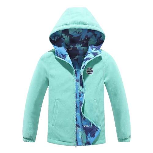 Image of MGEOY Kids Rain Jacket, Waterproof Lightweight Hooded Windbreaker for Boys Girls 4-14Y