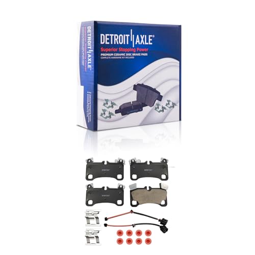 Image of Detroit Axle - Rear Ceramic Brake Pads w /Hardware Replacement for 2008 2009 | 2010 Porsche Cayenne Volkswagen Touareg - 2pc Set