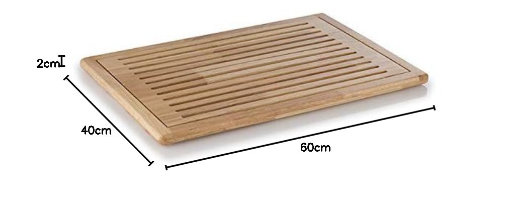 APS Planche à pain « Rubber Wood » - Planche à découper - Avec bac ramasse-miettes amovible - 4 pieds antidérapants - 60 x 40 cm - Hauteur : 2 cm