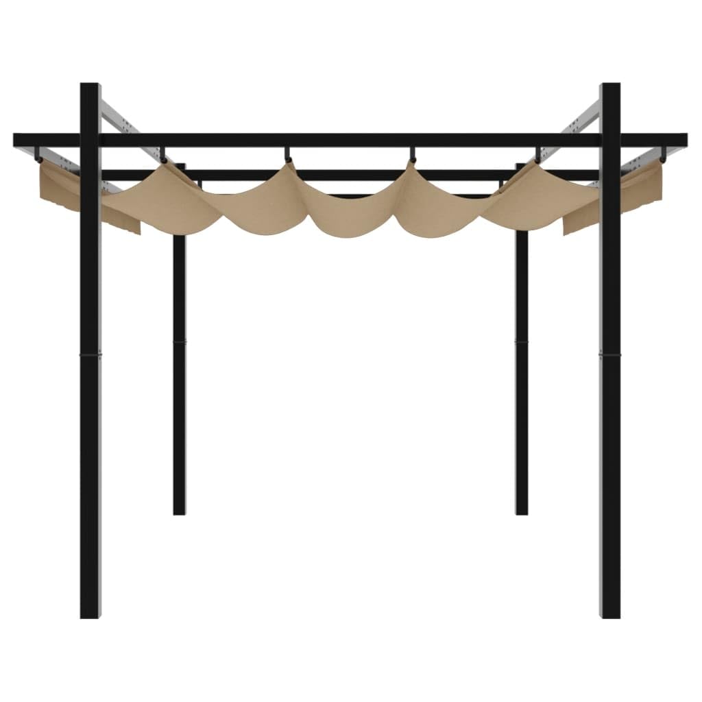 Pergola avec Toit Rétractable, Pergola Tonnelle de Jardin Extérieur Taupe 3x3 m Aluminium