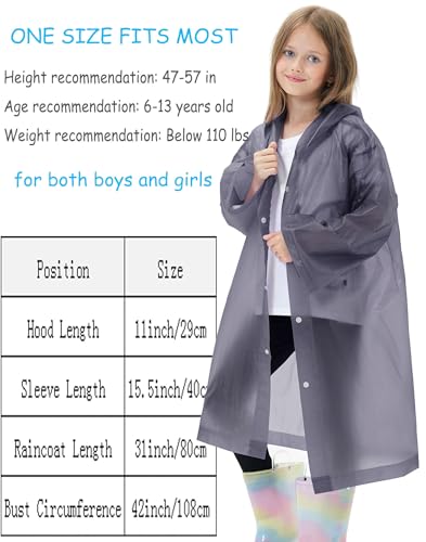 Image of 2 Pack Reusable Waterproof Raincoat EVA Emergency Rain Ponchos One Size Rain Jacket for Children, Boys and Girls