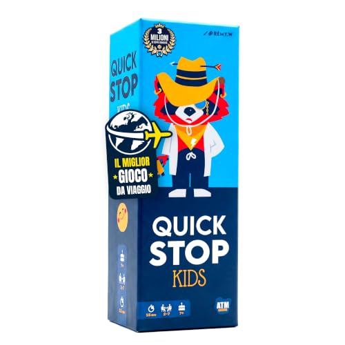 ATM Gaming QUICKSTOP Kids - Gioco di Carte per Bambini e Famiglie - Età 7+ - Da 2 a 7 Giocatori - Divertente e Veloce - Il miglior gioco da viaggio - Italiano