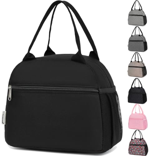 GYEUKHAM Lunch Bag Women, Lunch Box for Adult Men Kids Girls, Small Cute Lunchbox Tote Large Capacity Insulated Lunch Container Cooler for Work School Picnic Travel, Black