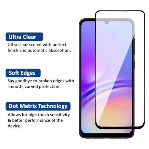 Image of AIBEX Tempered Glass for Samsung A05 / Samsung A05S | 9H Hardness | Anti-Glare & Anti-Fingerprint | Water Resistant | Edge-to-Edge Full Screen Protector | Bubble-Free Installation