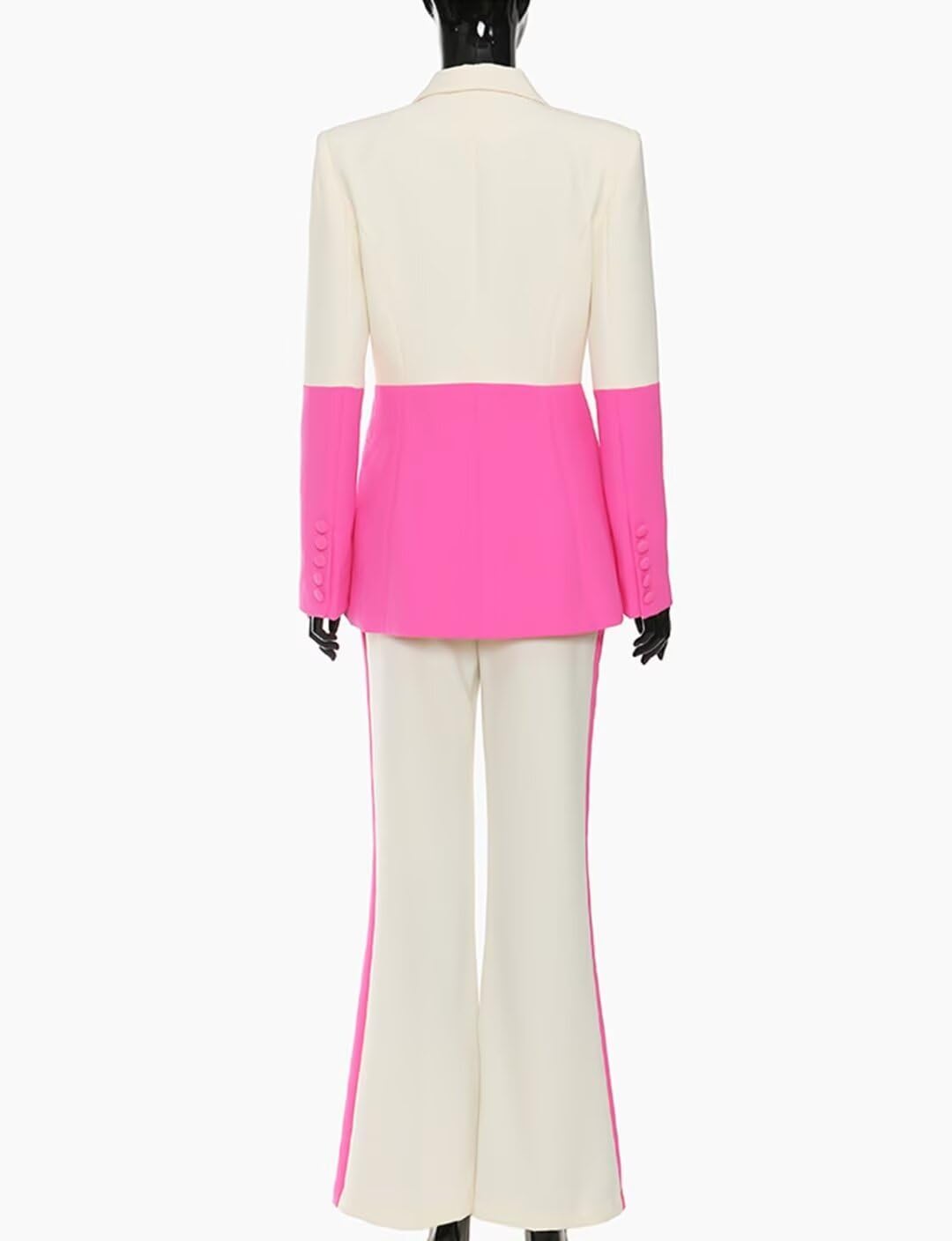 Women's Match Color Suit One Button Jacket and Wide Leg Pants 2 Piece Tuxedos Outfit