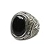 Ayoiow Anneau Acier Inoxydable Homme,Alliance Homme Noir Bague en Pierre Ovale Noire avec Filigrane Vintage Taille 54