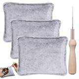KEORHEZ Filz Unterlagen-Set, Enthält 3 Graue Filzunterlage Zum Filzen (150x125x30mm) und 1 Filznadeln, Unterlage Zum Filzen Eignet Sich für Anfänger und Ist Ein Einsteigerset