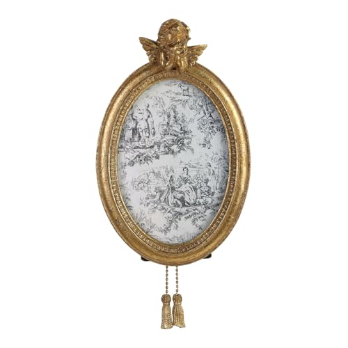 Image of NIKKY HOME Vintage Picture Frame 4x6, Retro Gold Photo Frames Tabletop and Wall Mount, Oval Photo Frame with Stand and Glass Front for Family Portraits Antique Gallery Decor Home Decor