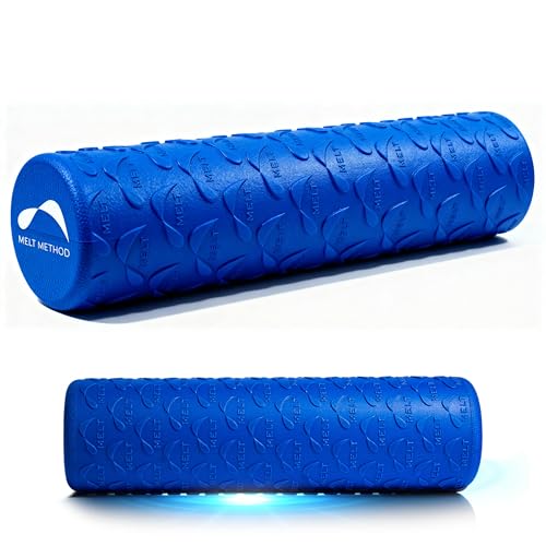 MELT Method 18 Inch Soft Travel Foam Roller w/FasciaTherapy - Low Density Travel Size Foam Roller for Physical Therapy, Muscle Recovery, Back Massage & Pilates - Half The Length of MELT Original