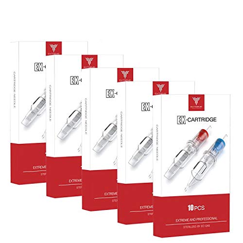 Extreme Tattoo Mast Tattoo Cartridges Needles 50pcs Magnum Curved Shader Mix Size 5.7.9.11.13.15.17.19.21.23 RM For Machine Kit Supply (EVO-50RM)