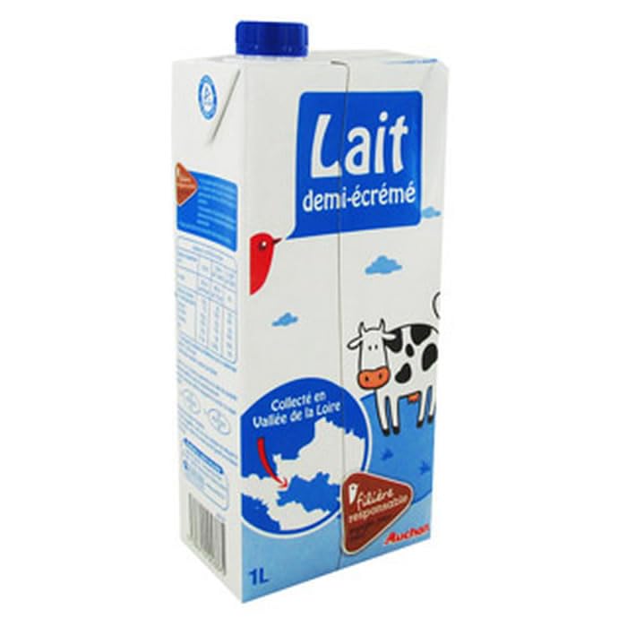 AUCHAN Lait demi-écrémé UHT 1 L