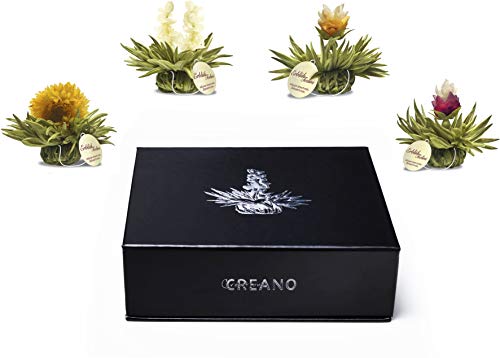 Creano Mix de 6 Flores de Té "Flores de Tè" "Florecitas de Té" "Télini" - Té en Caja Elegante y Magnética con Relieve de Plata | "Té blanco"
