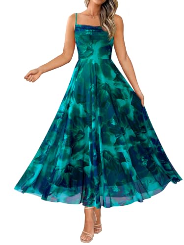 Image of BTFBM Women Summer Maxi Dresses Elegant Wedding Guest Dress | Cowl Neck,Spaghetti Strap,Mesh,Floral,A-Line,Flowy,Party,Cocktail,Homecoming,Graduation,Sundress,Prom,Beach Long Dresses