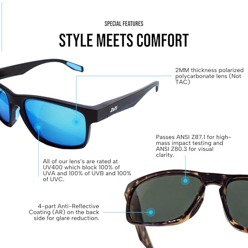 ZaTi Polarized Sunglasses with UV400 Protection, Category 3 Lenses, Shatter-Resistant Polycarbonate, Anti-Reflective Coating3