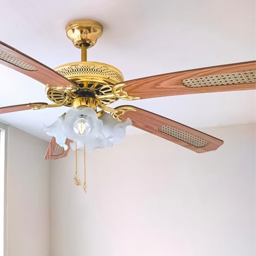 Image of GLOBLELAND 4PCS Brass Ceiling Fan Pull Chain Ceiling Fan Danglers with Decorative Squirrel and Pinecone Golden Beaded Ball Chain Extenders for Home Decoration