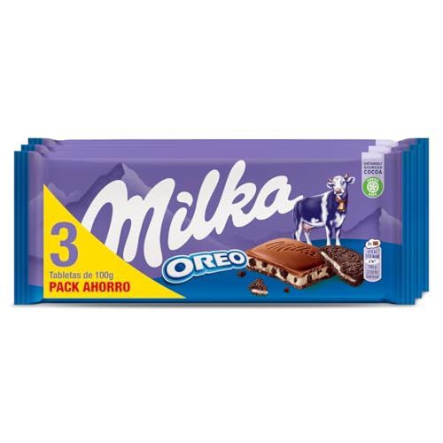 Milka Oreo Tableta de Chocolate con Leche de los Alpes con Trozos con Galleta Oreo y Relleno de...