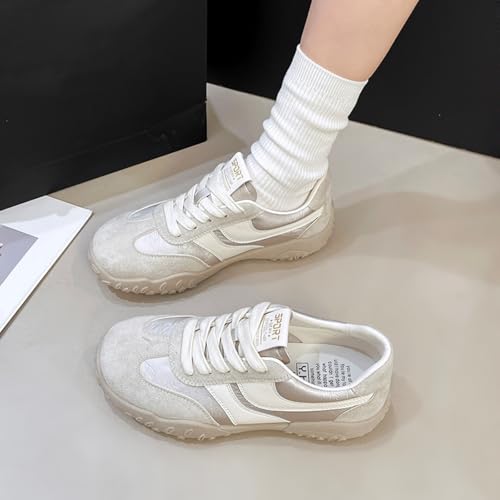 Womens Fashion Sneakers for 2025 Suede Lace Up Fashion Sneakers for Women – Casual Chic and Comfortable for Street Strolling Campus Activities (Red White,5)2