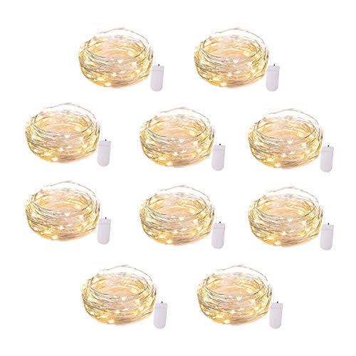10 Pack Fairy Lights Battery Operated, 7Ft 20 LED Waterproof Mini Firefly String