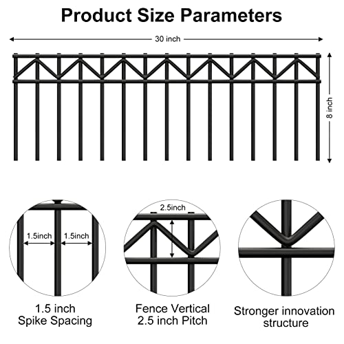 5 Pack Garden Fencing,No-Dig Animal Barrier Fence,30"L X 8"H,100% 5 Mm Diameter Thick Galvanized Steel Material,1.5 Inch Spike Spacing(Width) Underground Decorative Dog Fence For Yard And Patio #TOP1
