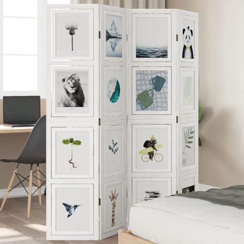 Vetnasa Biombo Separador de 4 Paneles Madera Maciza Paulownia Mobiliario, Divisores de ambientes 8,9 KG