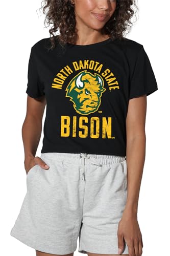 North Dakota State University Official Bison Logo Women's Crop, Black, S
